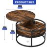 Round Lift Top Coffee Table Hidden Storage Shelf Pet Friendly Scratchproof Wood
