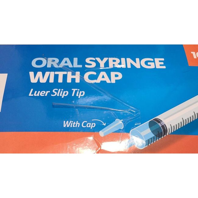 1ml Syringe with Cap (100 Pack), Oral Dispenser Without Needle, Luer Slip  Tip