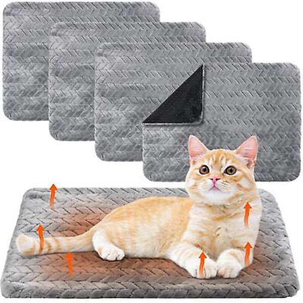 4 Pack Self Heating Cat Pad 16 x 20 Inch Self Warming Cat Bed Non Slip Warm D...