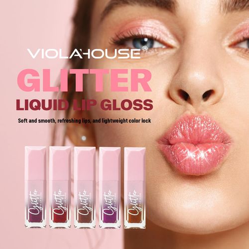 VIOLA HOUSE Lipgloss Glitter, Rossetto liquido lucido Lipgloss, Lipgloss lucido Finitura scintillante sulle labbra.5ML (cristallo) (pietra di sangue)