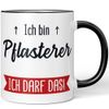 JUNIWORDS Mug with German Text "Ich bin Pflasterer. Ich darf das!", Black (5637804)