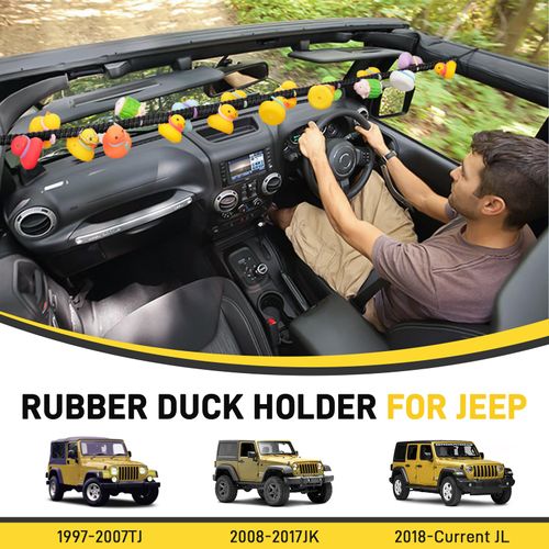 YIBEICO Duck Holder for Jeep, Elastic Rubber Duck Rope Holder for Jeep Wrangler YJ TJ JK JL & Gladiator JT, Paracord Ducks Display Fixed Mount, Hold 36 Ducks, Gift for Jeep Lover (Black)