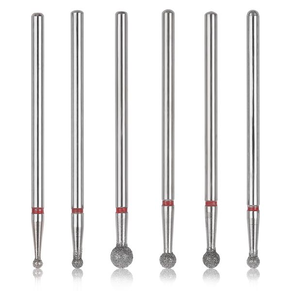 6-Pack Nail Drill Bit, 3/32 Inch Cuticle Cleaning Ball Head Nail Drill for Gel Nails, Professional Drill Diamond Nail Drill Bits Set For Acrylic Manicure Pedicure, Nail Pedicure