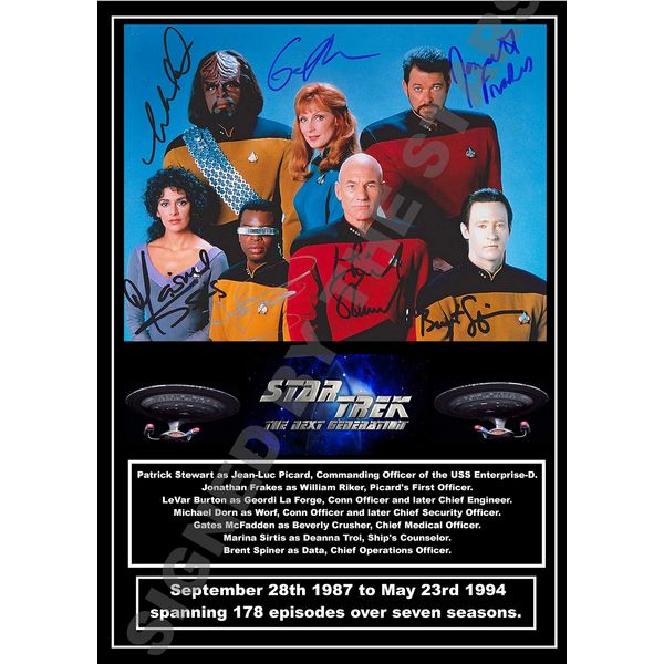 Star Trek The Next Generation Cast Signed (A4 Print 29.7cm x 21cm)