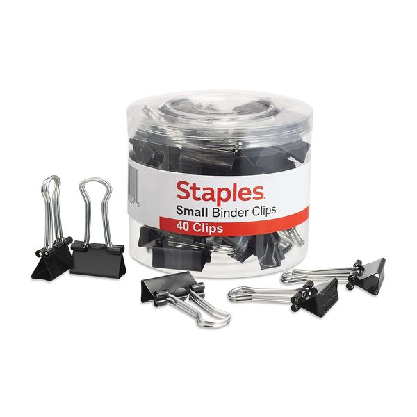 Staples 831594 Small Metal Binder Clips Black 3/4-Inch Size with 3/8-Inch Capacity