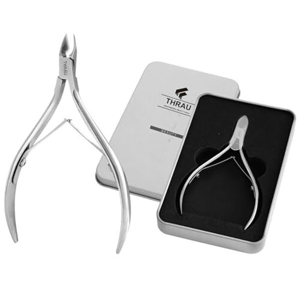 THRAU Cuticle Trimmer, Newly Upgraded Cuticle Nipper, Safe and Sharp Cuticle Cutter Clipper for Perfect Pedicure, Comfortable Grip to Hold