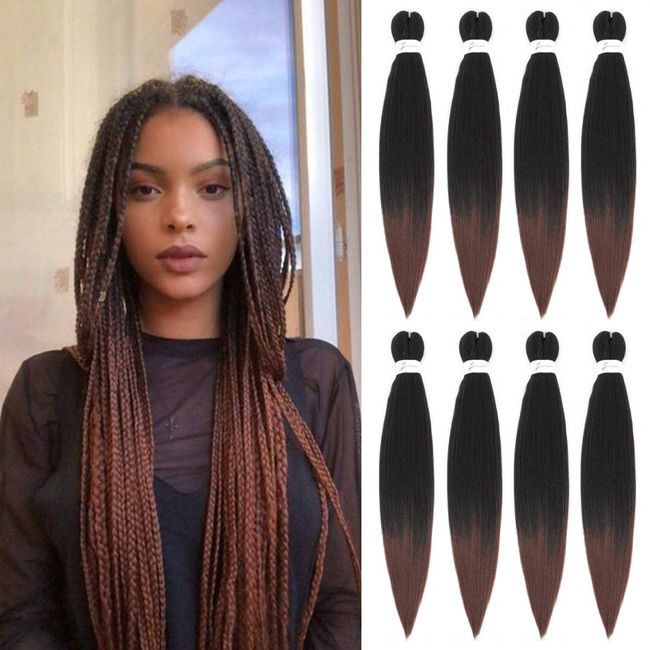 SOKAWO Pre Stretched Braids Extensions Hair T1B/30, 26 Zoll (66cm) Yaki Flechthaar Easy Crochet Braid Professional, 1 Stück/Packung