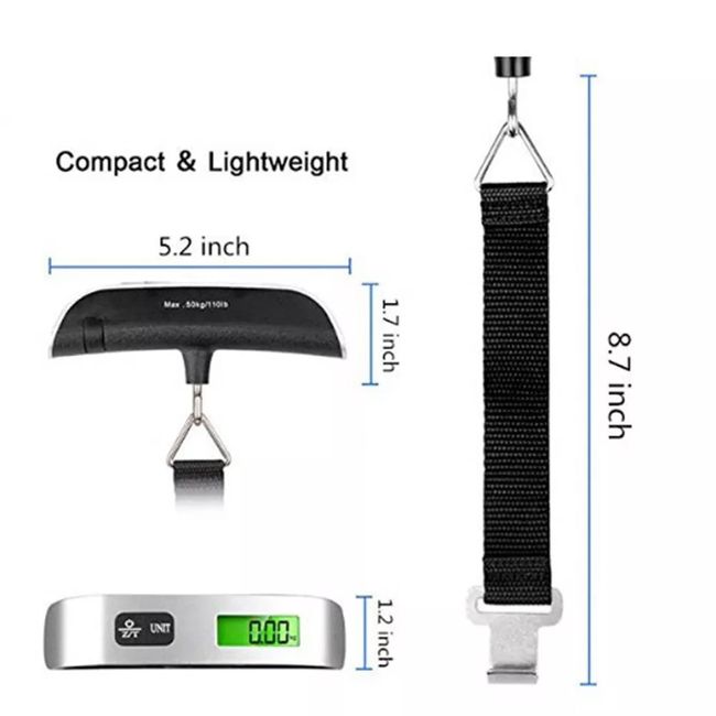 Portable Scale Digital Lcd Display 50kg/110lb Electronic Luggage Hanging  Suitcase Travel Weighs Baggage Bag Weight Balance Tool