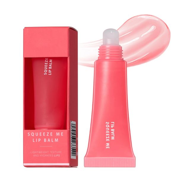 Lip Balm Hydrating & Smooth, Plumping Lip Glow Oil Non-sticky, Fruit-flavored Moisturizing Clear Lip Gloss, Jelly Liquid Lipstick Long Lasting Glossy Lip Care for Dry Lips 8g (02# STRAWBERRY)