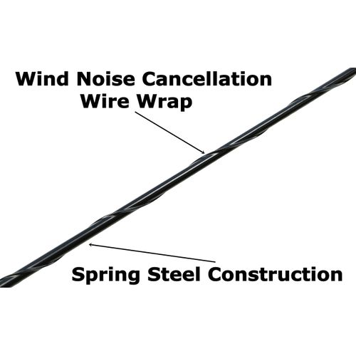 Votex - 21 Inch Black Antenna - Spiral Wind Noise Cancellation - Spring Steel Construction - Stainless Steel Threading