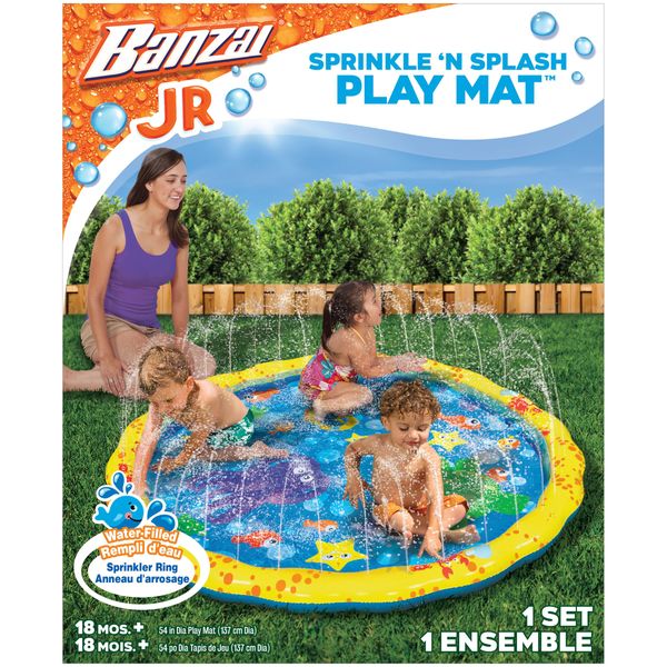 Banzai 14663 Sprinkle 'n' Splash Baby Play Mat Sprinkler Paddling Pool for Toddlers & Young Kids, Multi-Colour