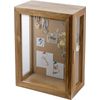 Wall Mounted Brown Wood Shadow Box with Cork Back, Viewing Panels & Hinged Door