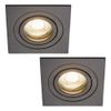 LITECRAFT Evra Recessed Downlight Square Tiltable Ceiling Spotlight in Matte Black - 2 Pack