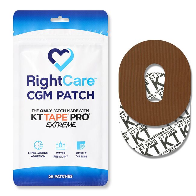 RightCare CGM Adhesive Patch for G6, Uncovered Oval, Mocha, Bag of 25