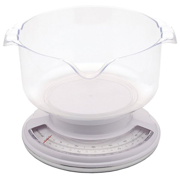 KitchenCraft Mechanical Kitchen Scales with Bowl and Add and Weigh Feature, Gift Boxed, 3kg Capacity