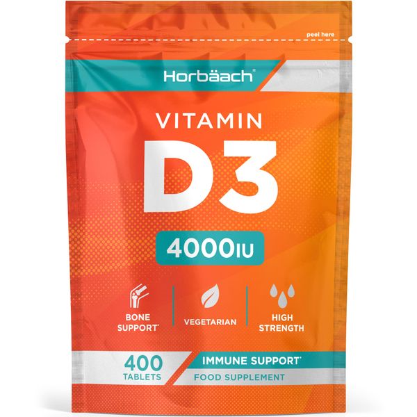 Vitamin D Tablets 4000IU | 400 Count | High Strength Vitamin D3 Supplement | Vegetarian | by Horbaach