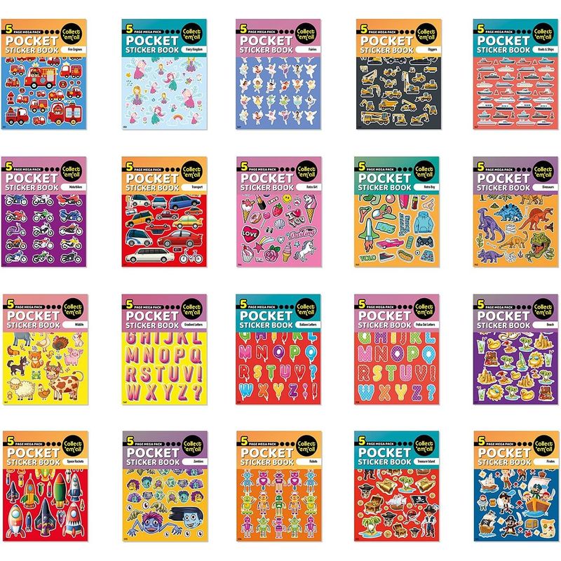 Pocket Sticker Book (5 Pages) - 64 MEGA Packs to Collect Coloured ...