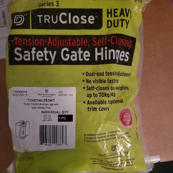 D&D Technologies Tension Adjustable Safety Gate Hinge White TCHD1AL2S3WT