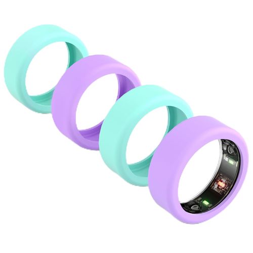 Snyeest 4-Pack Protector Compatible for Oura Ring 4/Ring Gen 3 /ULTRAHUMAN Ring AIR,Silicone Case Finger Wrapper Woking out Women Men (Purple*2+Green*2, M for 11/12/13/14/15)