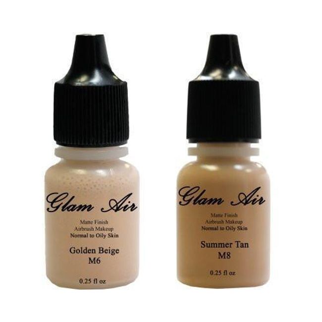 Airbrush Makeup Foundation Matte M6 Golden Beige and M8 Summer Tan Water-based M