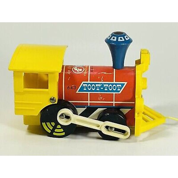 Vtg 1964 Fisher Price Toot Toot Train Engine Pull Along Toy #643 Wood Made USA.