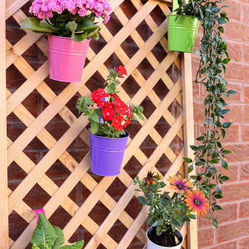 DIVCHI 10 Pack Hanging Metal Flower Pot, Small Indoor and Outdoor Garden Plant Pot Vase for Garden Plants and Home Decoration