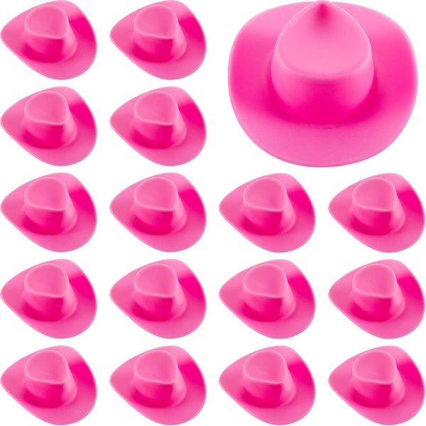 40 Pieces Plastic Mini Cowboy Hat Cowgirl Hat for Crafts Western Hat Miniature Cute Doll Hat Tiny Party Hat Doll Party Accessories for Shooters Pretend Play Dollhouse Decorations(Pink)