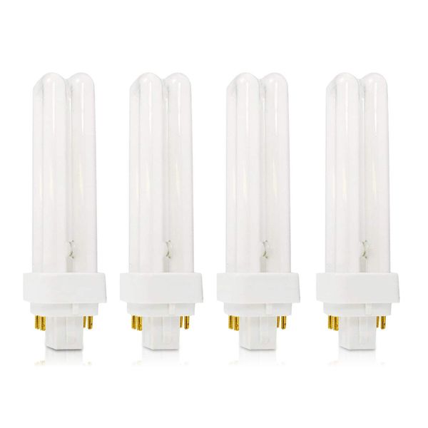 Circle (4 Pack) CFL Bulbs Direct Generic Replacement for Panasonic FDS18E35/4 18W 3500K Double Tube, 4 Pin G24q-2 Base, Compact Fluorescent Light Bulbs