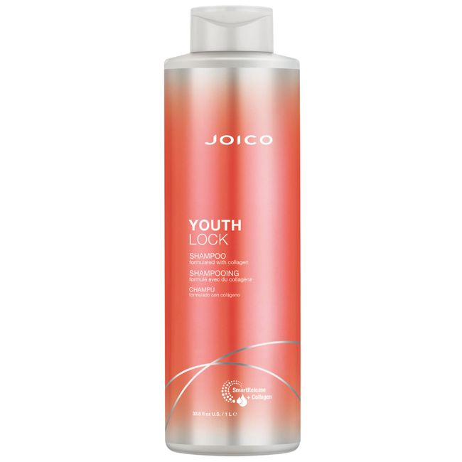 Joico YouthLock Shampoo Formulated With Collagen | Youthful Body & Bounce | Reduce Breakage & Frizz | Soften & Detangle Hair | Boost Shine | Sulfate Free | With Arginine | 33.8 Fl Oz