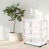 HOMZ 3-Drawer Cart Organizer with Removeable Wheels, Medium, White & Clear