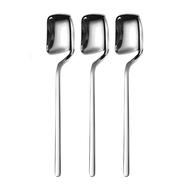 YFWOOD Spoons, Coffee Spoons, Set of 3, Mini 18-8 Stainless Steel, Tea Spoon, 5.6 inches (14.2 cm), Small, Coffee Muddler, Yogurt, Ice Spoon, Dessert Spoon, Stylish, Demitasse Spoon, Silver