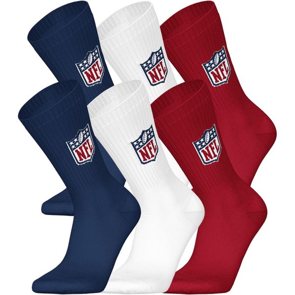 NFL SHIELD 6pk Crew Socks - BLU/WHT/RED - 39/42