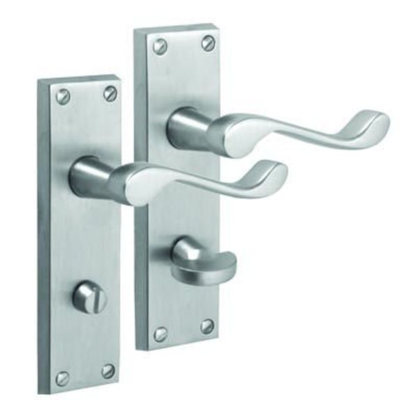 Victorian Scroll Bathroom Door Handles Satin Chrome 105x 41mm