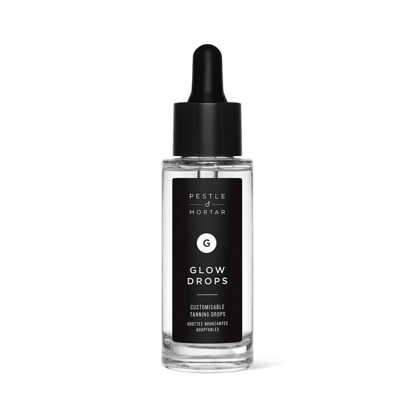 Pestle & Mortar Glow Drops Fake Tan - Selbstbräunungstropfen mit Hyaluronsäure, anpassbare Gesichtsbräunung, nicht komedogen, tierversuchsfrei und vegan, 30 ml