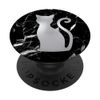 Cat Design - Silver-Gray-Effect - Black-Marble-Effect PopSockets Grip and Stand for Phones and Tablets