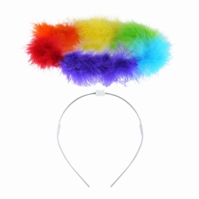 AKH® Pride Angel Halo | Rainbow Unisex Multi-Colour Headband | One Size Adult | LGBTQ+ Angel Halo Headband | Feather Angel Hair Ring for Rainbow Pride Costume Headband & Pride Party Supplies