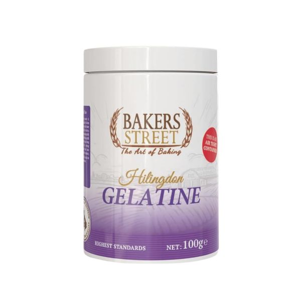Bakers Street Halal Gelatine Powder - 100g Tub of Beef Gelatin with Bovine 250 Bloom - Halal Gelatine for Culinary and Baking Needs (100g Tub)