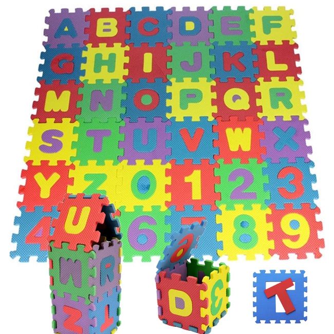 Kids Foam Play Mat Puzzle Alphabet and Numbers (36-Piece Set) 4.7 x 4.7 inches Interlocking EVA Tiles