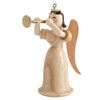 German Christmas Angel long skirt with trumpet, natural - 6,6cm / 2.5inch - Authentic German Erzgebirge Wooden Angels - Blank Kunsthandwerk