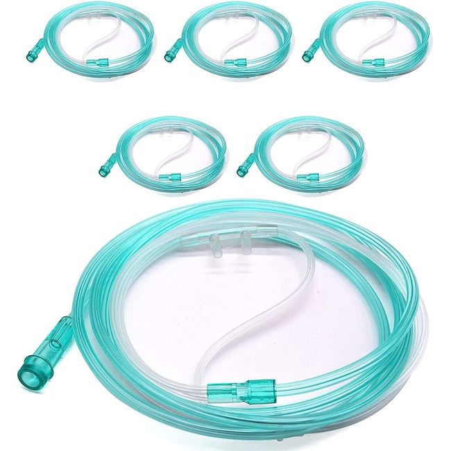 BOX OF 5 (FIVE) 7FT Adult Flexible Tip Soft Nasal Oxygen Cannulas Green MSS-5