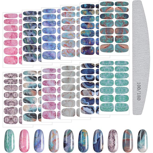 TOROKOM Nail Seal, Hand Stick, Marble Pattern, 3D Nail File, 3D Nail Sticker, Nail Sticker, Gel Nail Sticker, Nail Art, Nail Wrap, Nail Accessories, Women's, Popular, Attractive Leopard Pattern, Simple, Stylish, Suitable for New Year, Spring, Summer, Autu