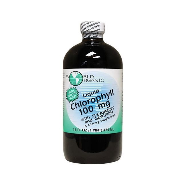 World Organic Chlorophyll Liquid with Spearmint and Glycerin 100 mg 16 fl oz Liq