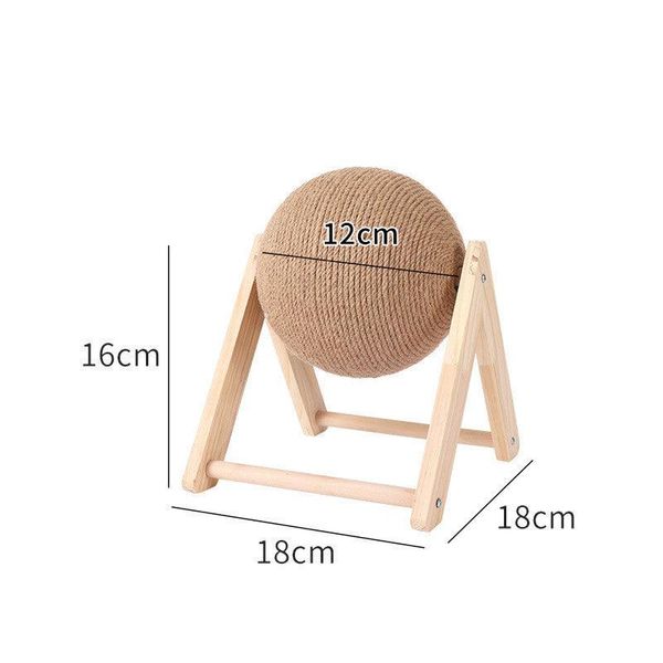 Wooden Cat Scratcher With Sisal Rope Ball - Multi-Functional Cat Scratching Post And Toy - 6Style