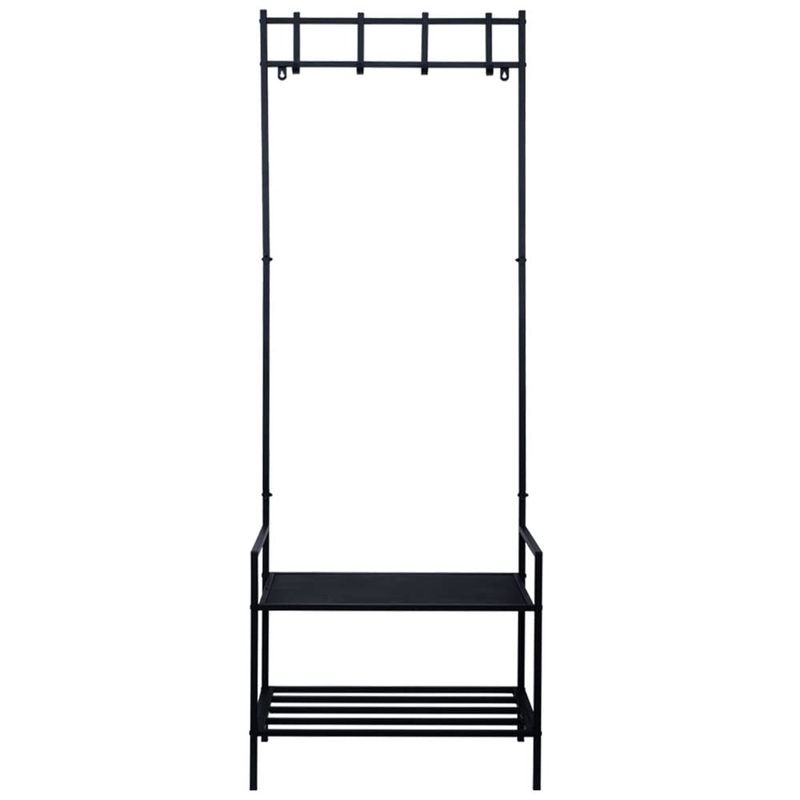 etc-shop Coat Rack with Shoe Cabinet Black Jacket Stand Metal Dog ...
