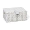 ARPAN Small Resin Woven Storage Basket Box With Lid & Lock - White