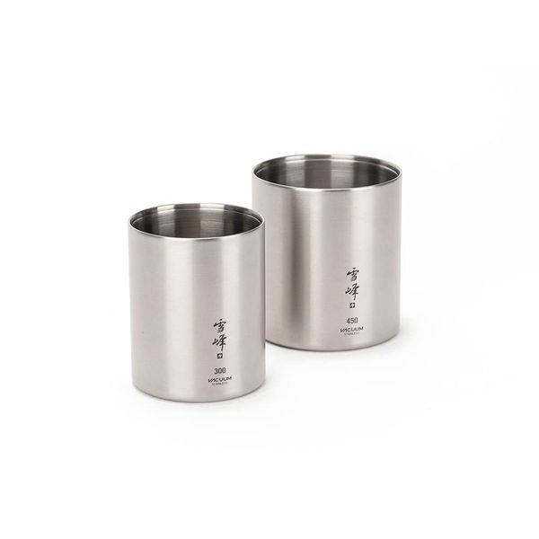 Snow Peak SET-123 Vacuum Snow Peak Stacking Mug, 300/450 Mat Set