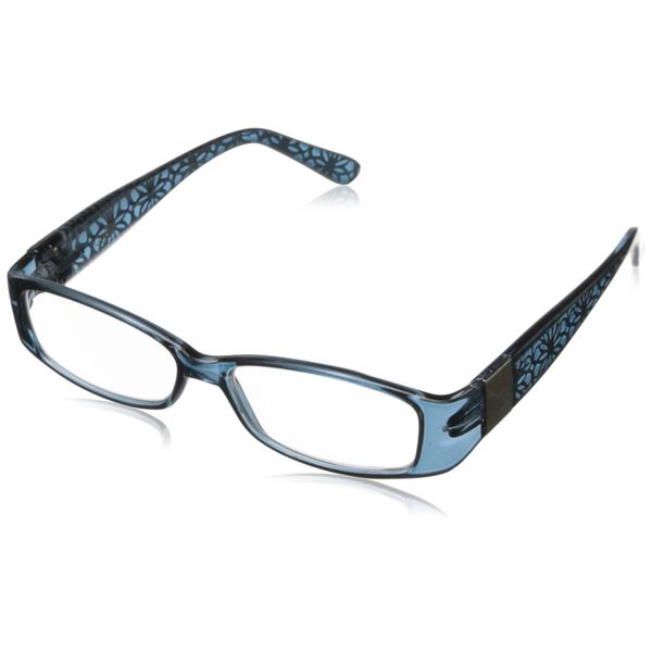 Foster Grant Women's Posh Rectangular Reading Glasses, Blue/Transparent, 52 mm + 1.25