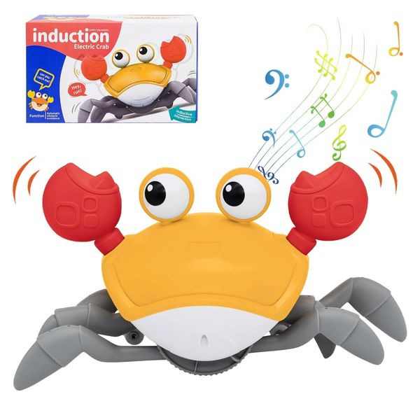 Crawling Crab Toy for Baby Tummy Time with Music, Cute Walking Crab Babies Sensory Toy