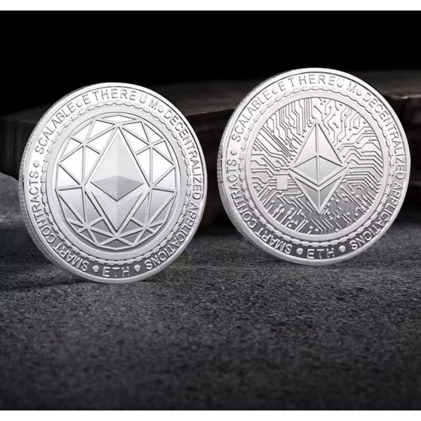 Ethereum ETH - Physical Crypto Challenge Coin - Silver Commemorative Coin