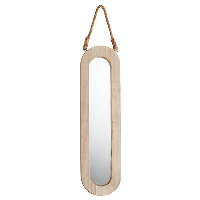 Wooden Oval Hanging Mirror, 20.5"L x 5.5"W x 1.2"D, Wall Mirrors, Set of 1